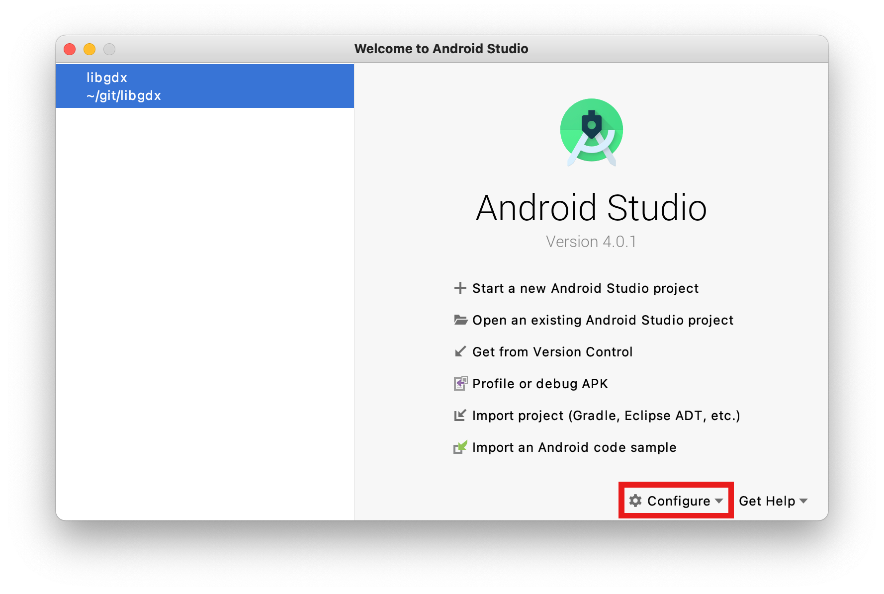 android studio sdk location libgdx